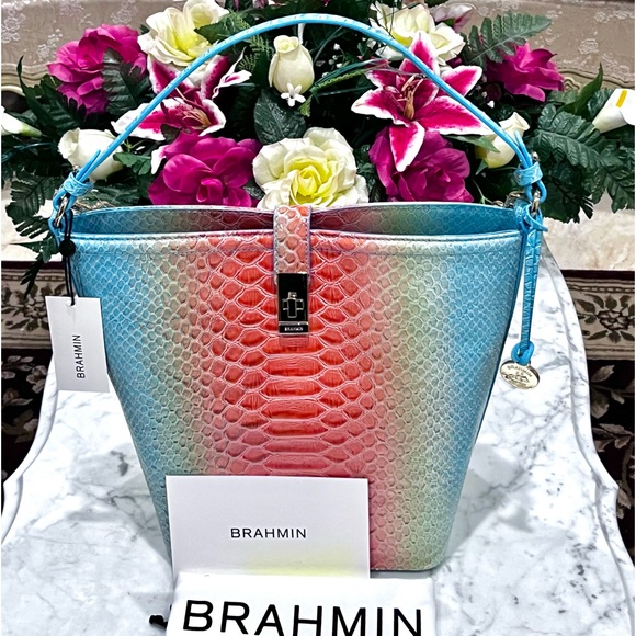 Brahmin Shira bucket Shoulder bag Designer Leather Purse. - Picture 3 of 12